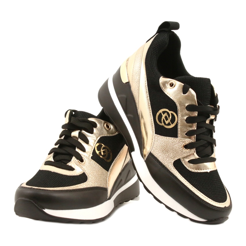 Evento Zapatillas con cuña para mujer 21PB35-4001 Black Gold Roxet negro dorado 4
