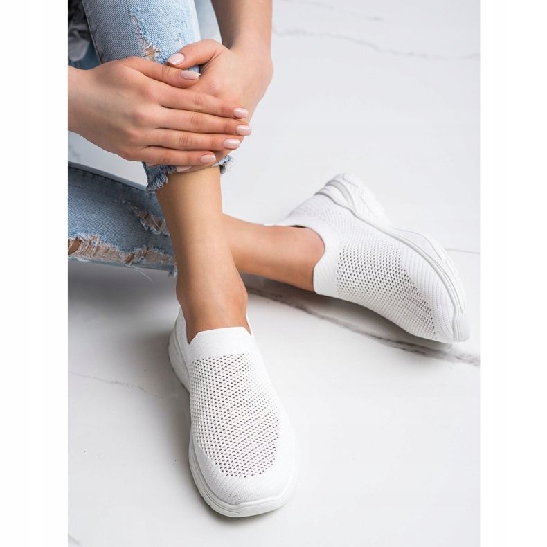 Ideal Shoes Zapatos sin cordones con malla blanco 2