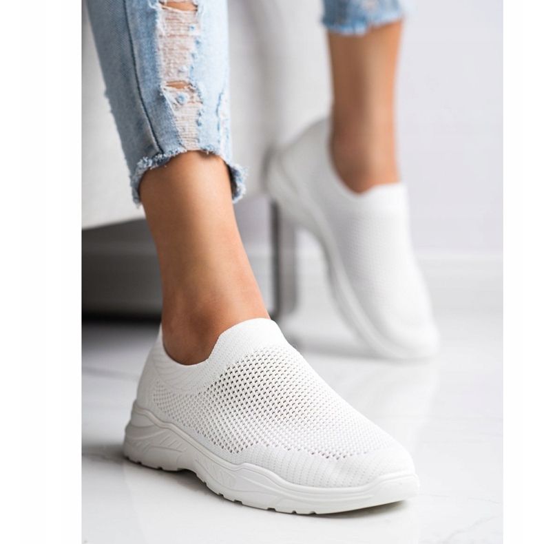 Ideal Shoes Zapatos sin cordones con malla blanco 1