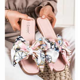 Seastar Pantuflas elegantes con lazo decorativo rosado 4