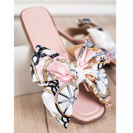 Seastar Pantuflas elegantes con lazo decorativo rosado 2