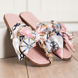 Seastar Pantuflas elegantes con lazo decorativo rosado 3