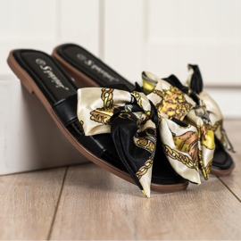 Seastar Pantuflas elegantes con lazo decorativo negro 3