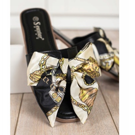 Seastar Pantuflas elegantes con lazo decorativo negro 4
