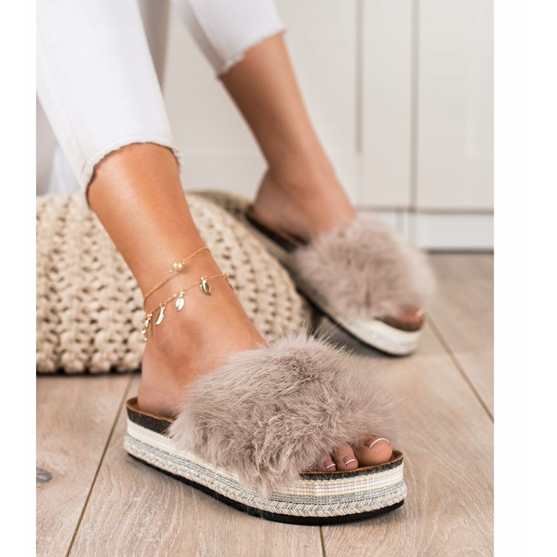 Seastar Zapatillas de moda en una plataforma decorativa beige marrón 1