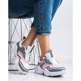 SHELOVET Zapatillas deportivas ligeras blanco rosa gris 2