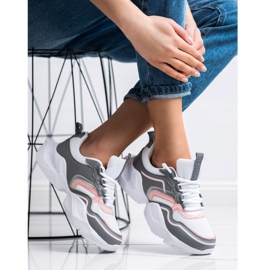 SHELOVET Zapatillas deportivas ligeras blanco rosado gris 3