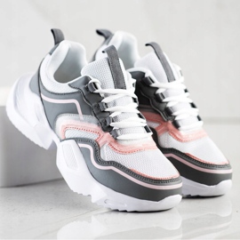SHELOVET Zapatillas deportivas ligeras blanco rosado gris 4