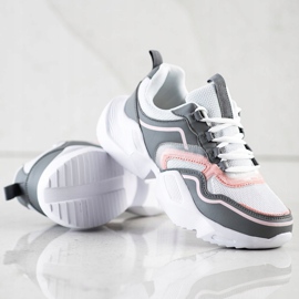 SHELOVET Zapatillas deportivas ligeras blanco rosado gris 5