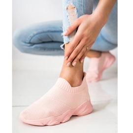SHELOVET Zapatos cómodos sin cordones rosado 2