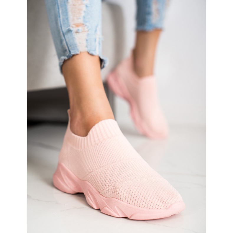 SHELOVET Zapatos cómodos sin cordones rosa 1