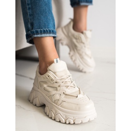 SHELOVET Zapatillas de moda beige marrón 4