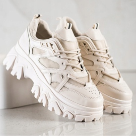 SHELOVET Zapatillas de moda beige marrón 2