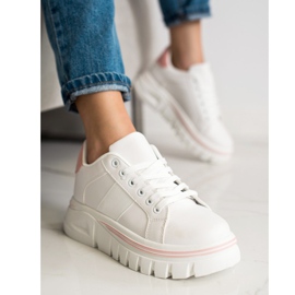 SHELOVET Zapatillas blancas en la plataforma blanco 3