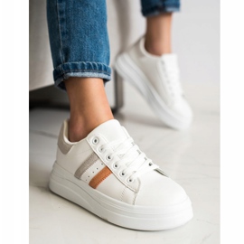 SHELOVET Zapatillas con inserciones de ante blanco 3