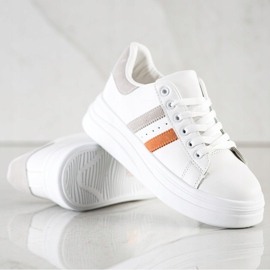 SHELOVET Zapatillas con inserciones de ante blanco 4
