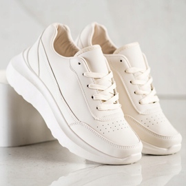 SHELOVET Zapatillas clásicas de piel ecológica beige 2