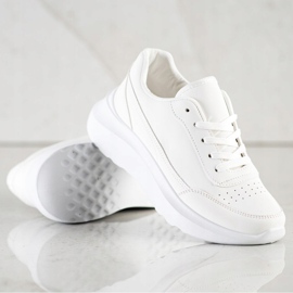 SHELOVET Zapatillas clásicas de piel ecológica blanco 4
