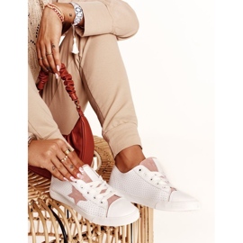 Zapatillas de Mujer de Piel con una Estrella Big Star DD274691 Blanco-Rosa rosado 6