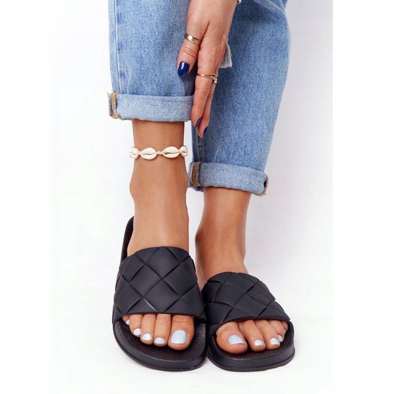 PS1 Pantuflas de Goma Negra para Mujer Let's Swim negro 1