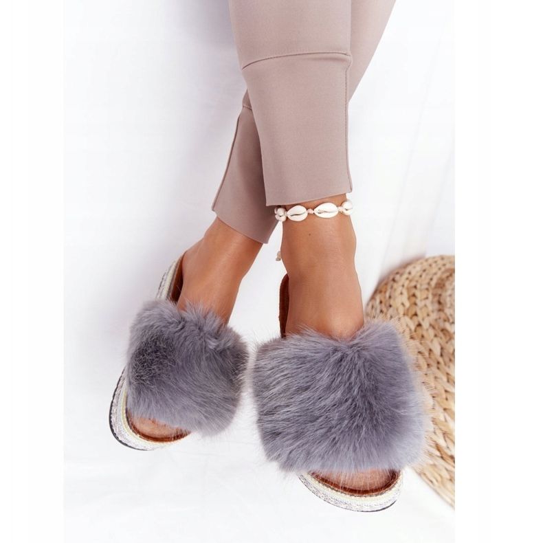 PS1 Pantuflas grises Adventure con plataforma y pelo multicolor 2