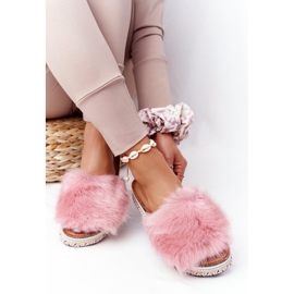 PS1 Pantuflas con plataforma Adventure rosa con pelo rosado multicolor 3
