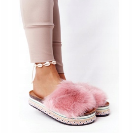 PS1 Pantuflas con plataforma Adventure rosa con pelo rosado multicolor 5