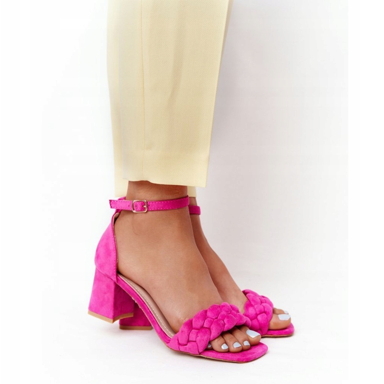 PS1 Sandalias Ante Tacón Alto Fucsia Long Island rosa 1
