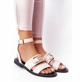 PS1 Sandalias Planas de Cuero Beige On Time 5