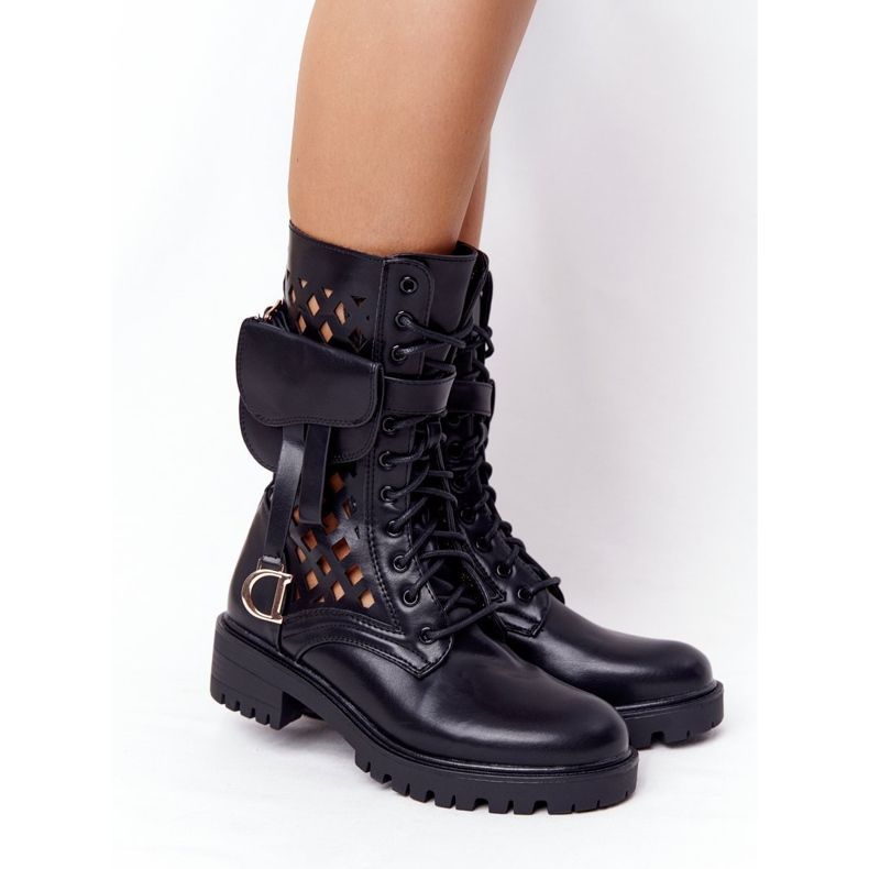 PS1 Botas Negras Caladas Con Riñonera Rock Star negro 1