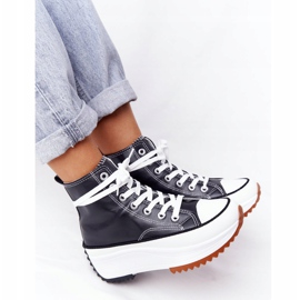 PS1 Zapatillas de cuero en la plataforma Coachella negra blanco negro 3