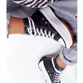 PS1 Zapatillas de cuero en la plataforma Coachella negra blanco negro 6