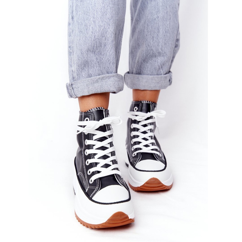 PS1 Zapatillas de cuero en la plataforma Coachella negra blanco negro 1