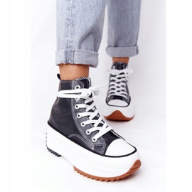 PS1 Zapatillas de cuero en la plataforma Coachella negra blanco negro 2