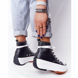 PS1 Zapatillas de cuero en la plataforma Coachella negra blanco negro 4