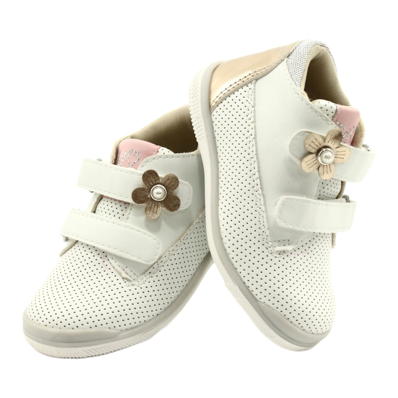 American Club Zapatillas Sport Con Velcro GC06 / 21 Blanco y Dorado 4