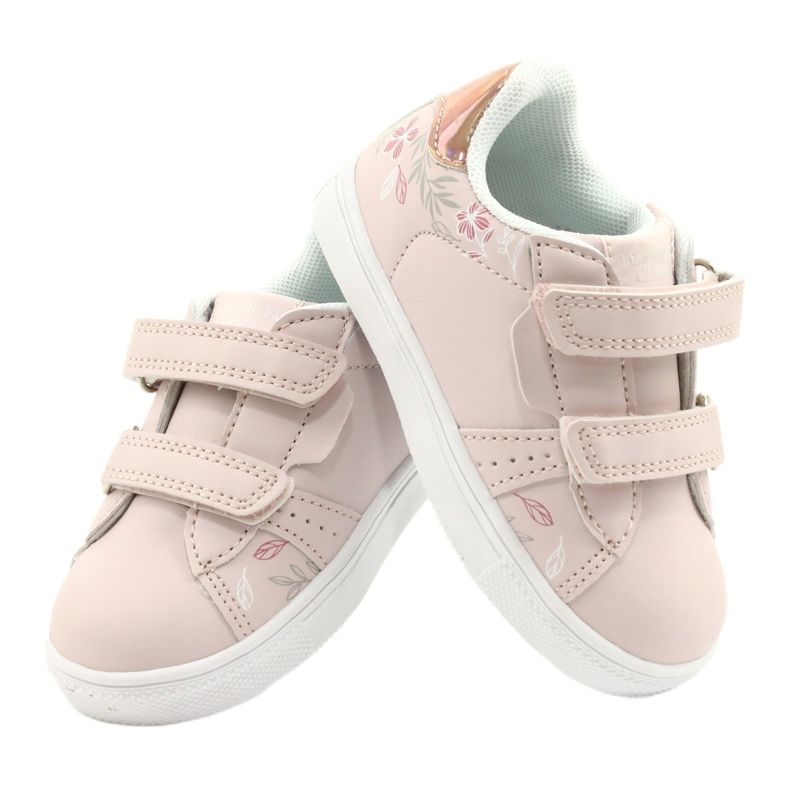 American Club Flowers ES22 / 21 Zapatos con velcro rosa empolvado rosado dorado 4