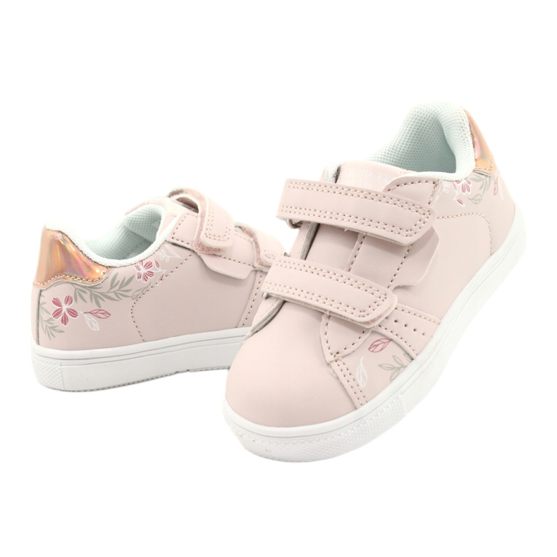 American Club Flowers ES22 / 21 Zapatos con velcro rosa empolvado rosado dorado 3