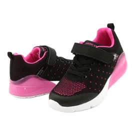 American Club Zapatos Deportivos Niña Con Velcro RL12 / 21 Negro rosa 3