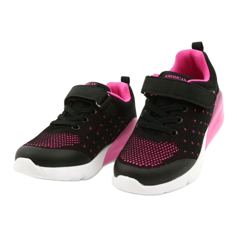 American Club Zapatos Deportivos Niña Con Velcro RL12 / 21 Negro rosa 2