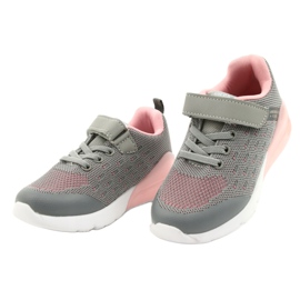 American Club Zapatos deportivos para niña con velcro RL12 / 21 Gris rosa 2