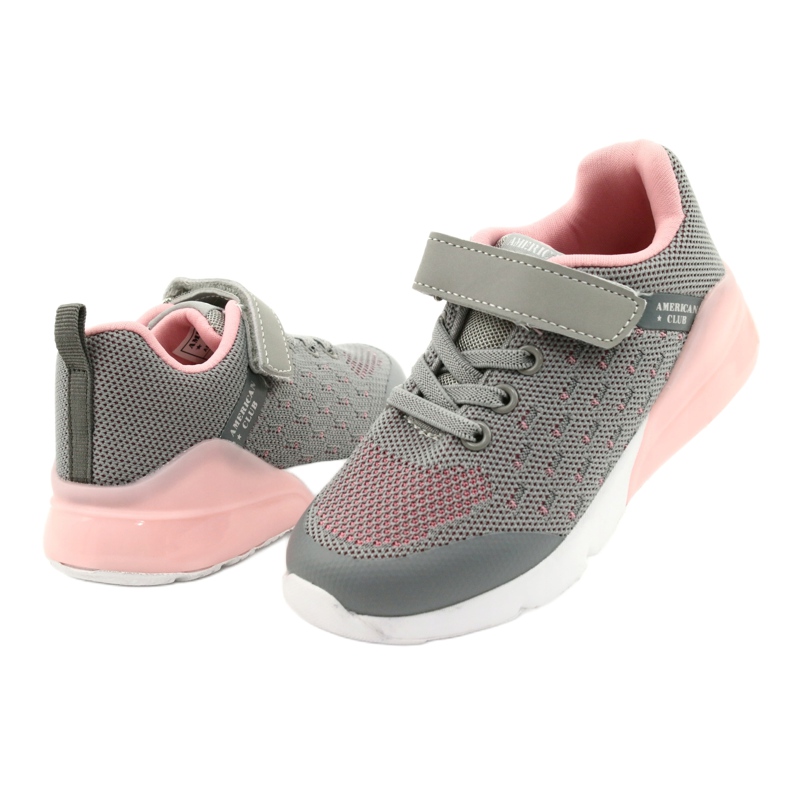 American Club Zapatos deportivos para niña con velcro RL12 / 21 Gris rosa 3
