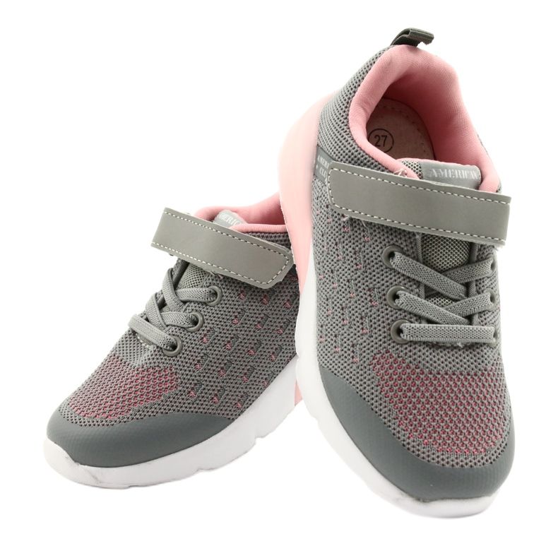 American Club Zapatos deportivos para niña con velcro RL12 / 21 Gris rosa 4