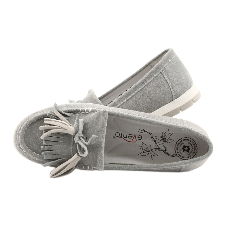 Evento Mocasines de mujer, ante con flecos, batista gris 4