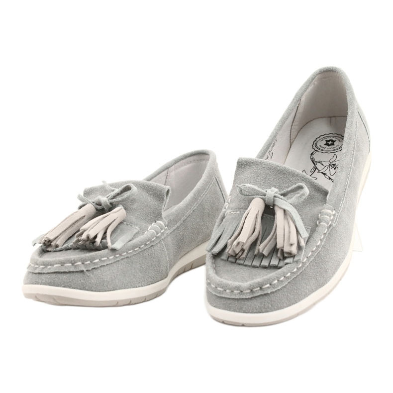 Evento Mocasines de mujer, ante con flecos, batista gris 1