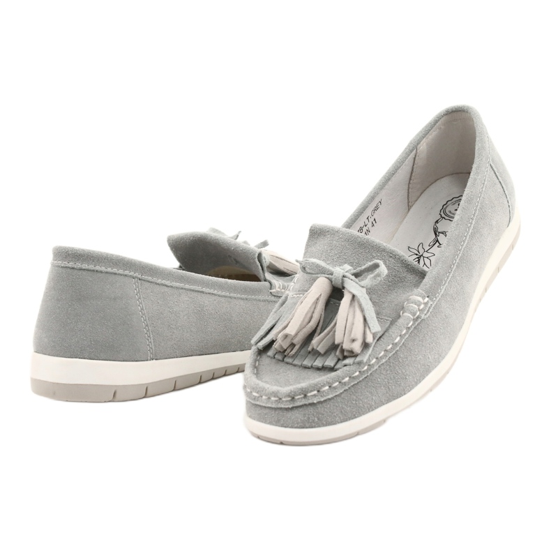 Evento Mocasines de mujer, ante con flecos, batista gris 2