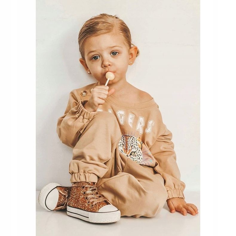 FRROCK Zapatillas para niños High Shiny Golden Ally dorado 1