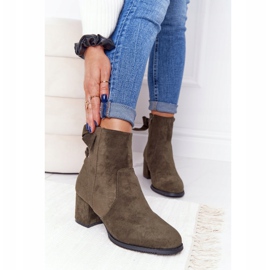 PJ1 Botas cálidas verdes para mujer en un talón Kayla 1