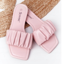 PS1 Pantuflas rosas clásicas para mujer que se ven bien 1