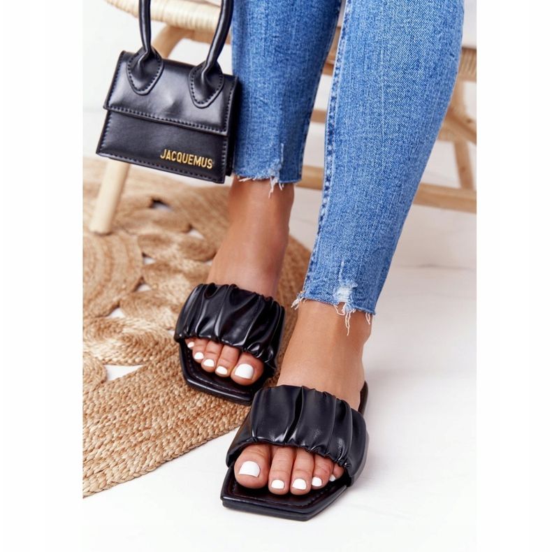 PS1 Pantuflas negras clásicas para mujer que se ven bien negro 2